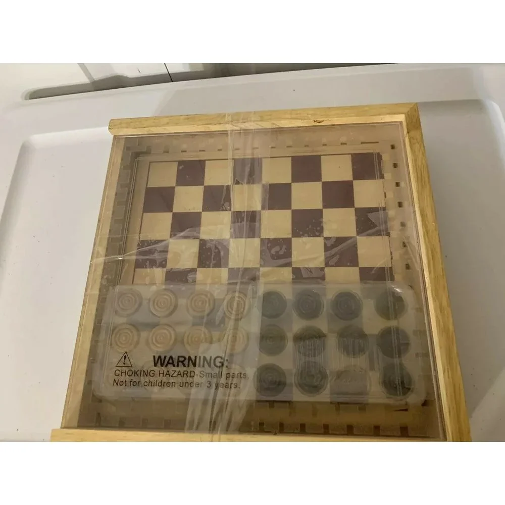 New Wood Checkers Set-Cardinal Industries 2002-‎ Woodfield Collection-Board Game